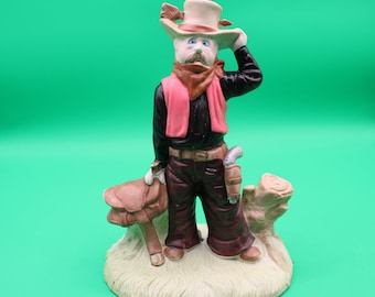 Vintage Western Themed Ceramic Hand Painted and Hand-Crafted Arrowhead Cowboy in Original Box