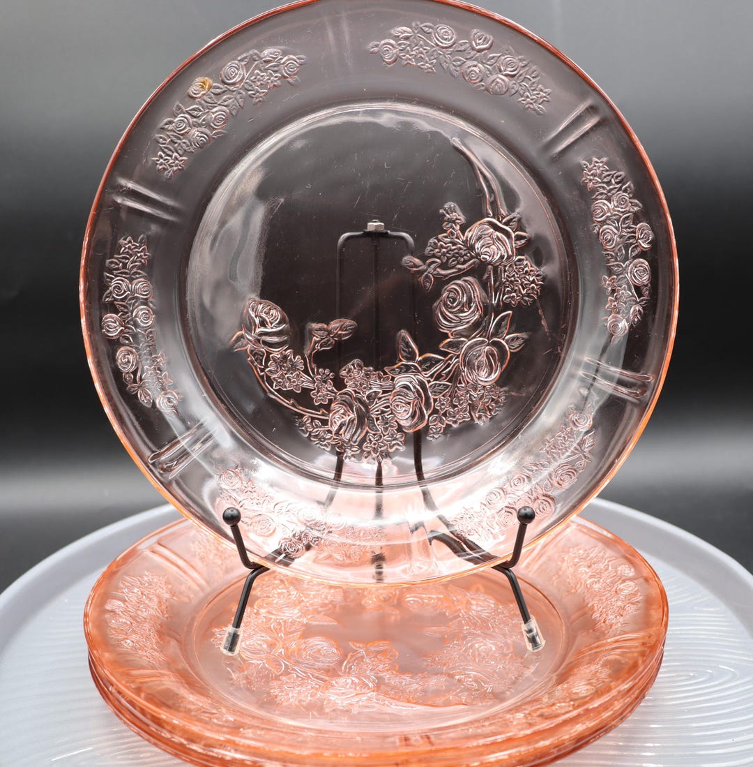 レア ヴィンテージ フェデラル シャロンローズ デザートプレート ペア ピンク レア ヴィンテージ フェデラル シャロンローズ デザートプレート ペア