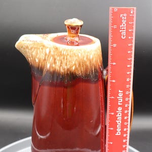 Vintage Hull Pottery Oven Proof Brown Drip Glaze Coffee Server Pot with Lid Made in USA