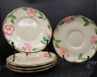 Assortment of 5 Vintage Franciscan Desert Rose Plates Made in USA *See Description*