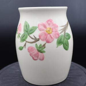 Vintage Franziskaner geprägte und handdekorierte Desert Rose 6 3/4 &quot;&quot;Utensilienhalter mit Deckel Made in England