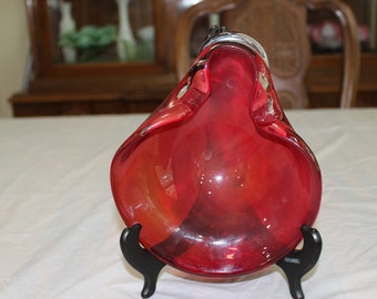 Vintage Freeform Ruby Red Art Glass