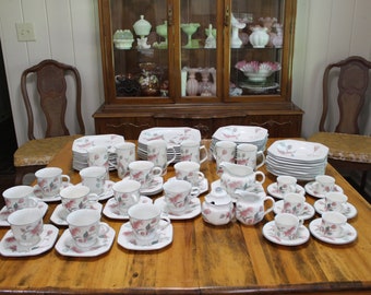 Service de table octogonal Mikasa Silk Flowers Continental F3003 *Voir la description pour les options* Assiettes, tasses, bols, crémier/sucre et plus encore (vintage)