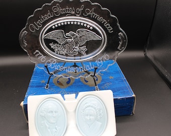 Vintage Avon Bicentennial Plate with Washington Soaps, Original Packaging