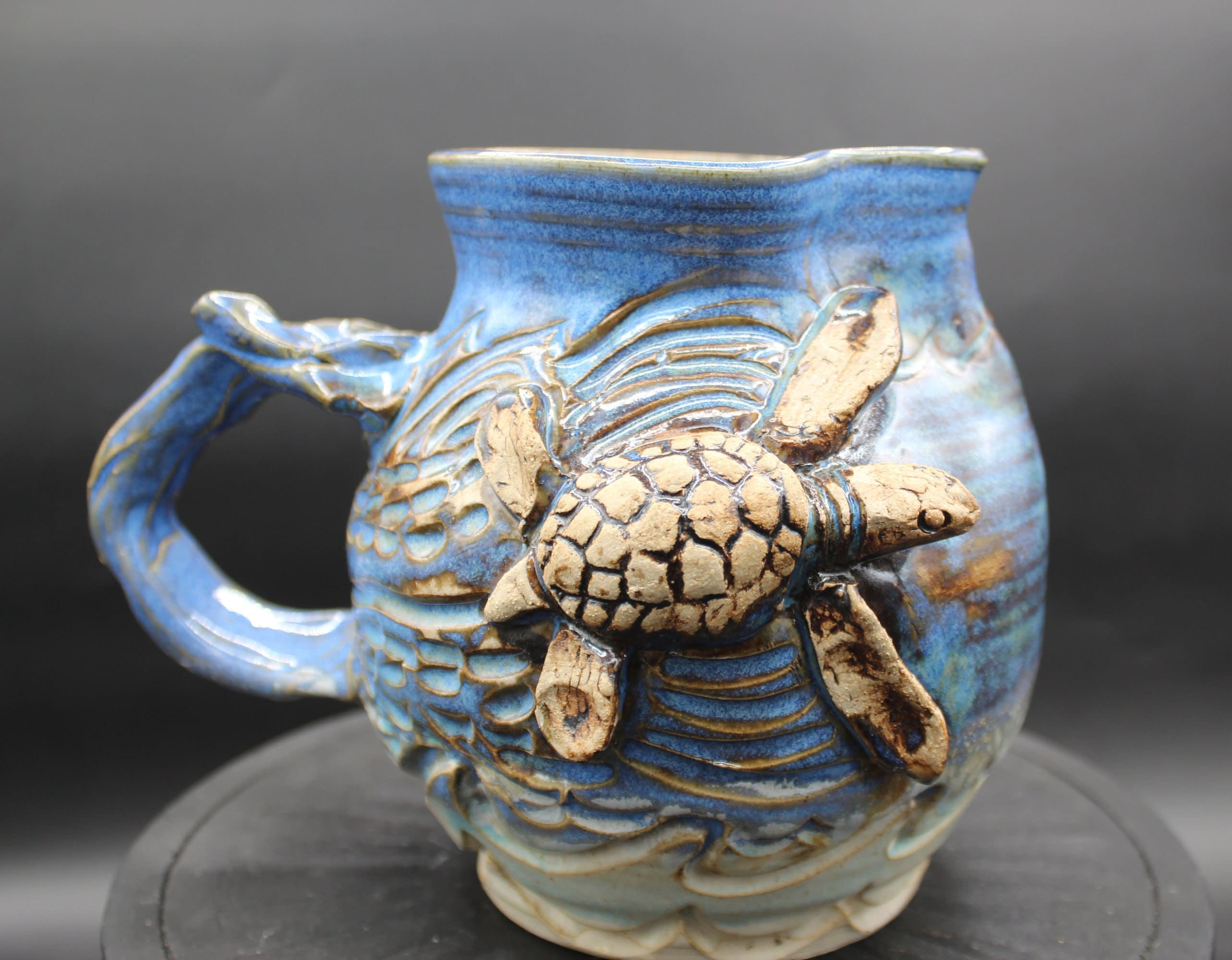 民藝 Steve Littlejohn pottery 二点セット 訳あり Vintage Hand-crafted Pottery Jason Stokes Sea Turtle Sculpted 48