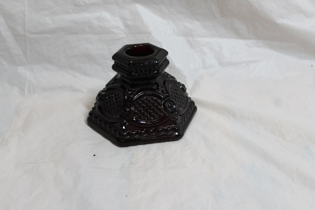 Avon Cape Cod 1876 Collection Ruby Red Glass Candlestick/taper Holder ...
