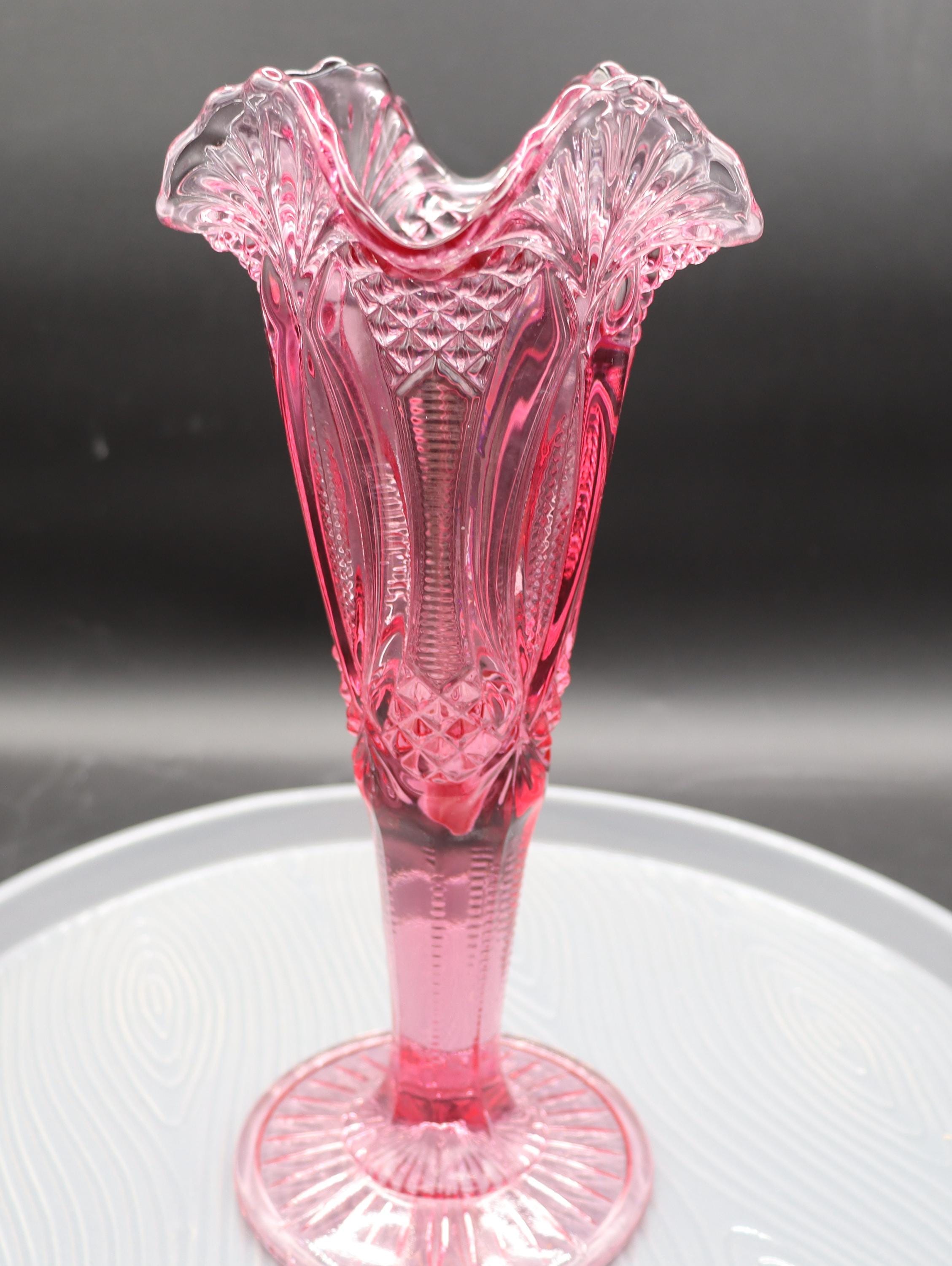 Vintage Dalzell-viking Press/ Blown Pink and Clear Glass Footed