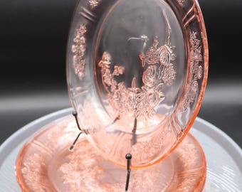 Vintage Federal Sharon Pink Depression Glass Dinner Plates Set of