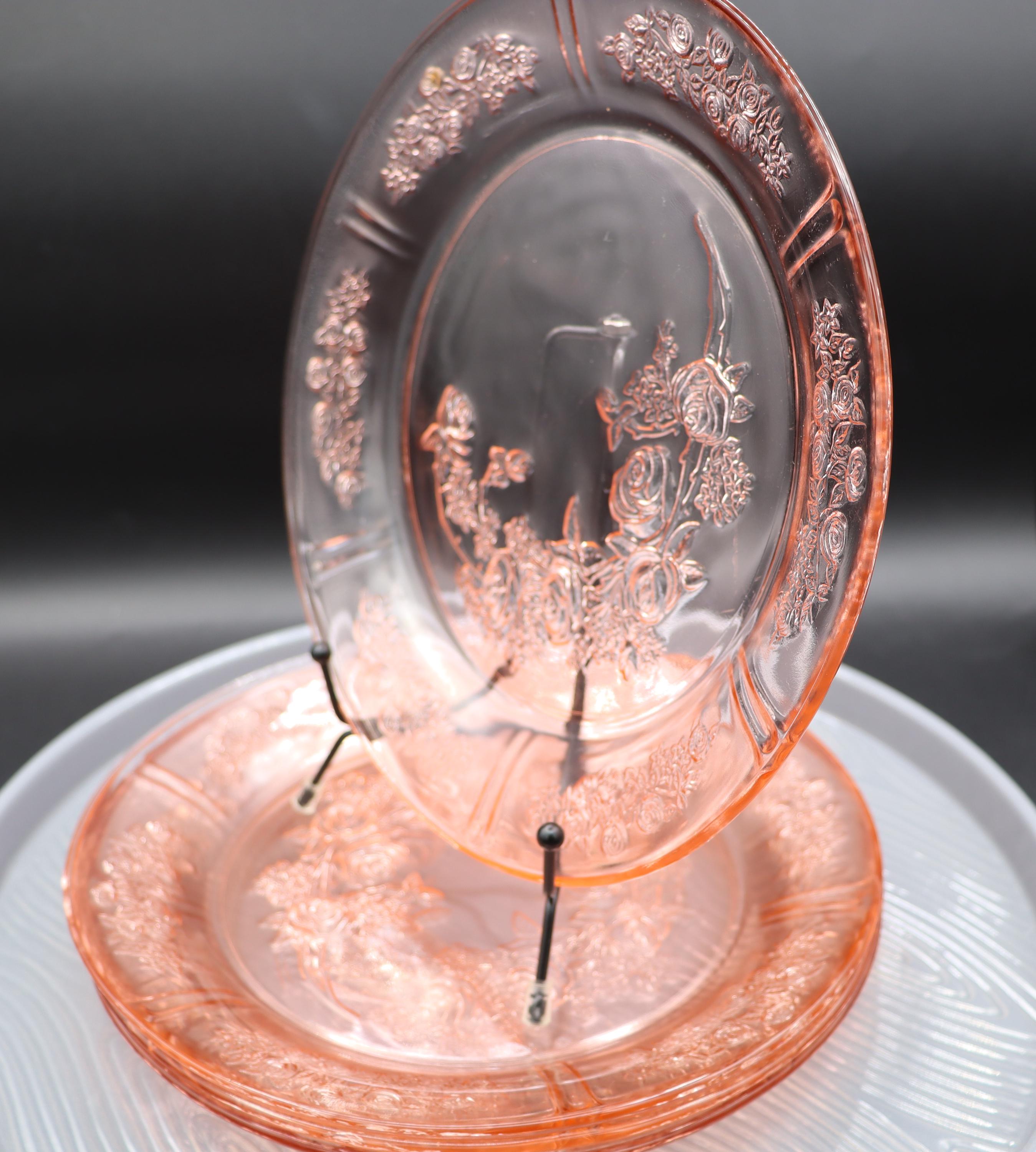 Vintage Federal Sharon Pink Depression Glass Dinner Plates Set of