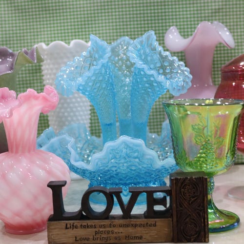 ヴィンテージ ウェストモアランド ミルクガラス ホブネイル ローズ