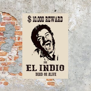 Póster de "El Indio Wanted" en papel mate premium, Clint Eastwood, Lee Van Cleef, Gian Maria Volonté, Klaus Kinski, Spaghetti Western