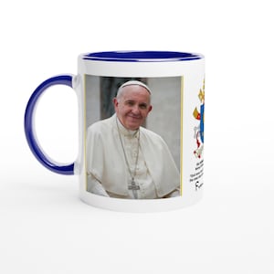 Papst Franziskus Gedenktasse - Elegante Keramik mit Zitat und Unterschrift - Perfektes Geschenk für Katholiken