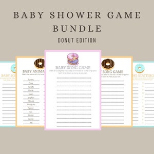 Donut Baby Shower Games Bundle | Baby Shower Game Pack | Printable Baby Shower Games | Printable Donut Baby Shower Game