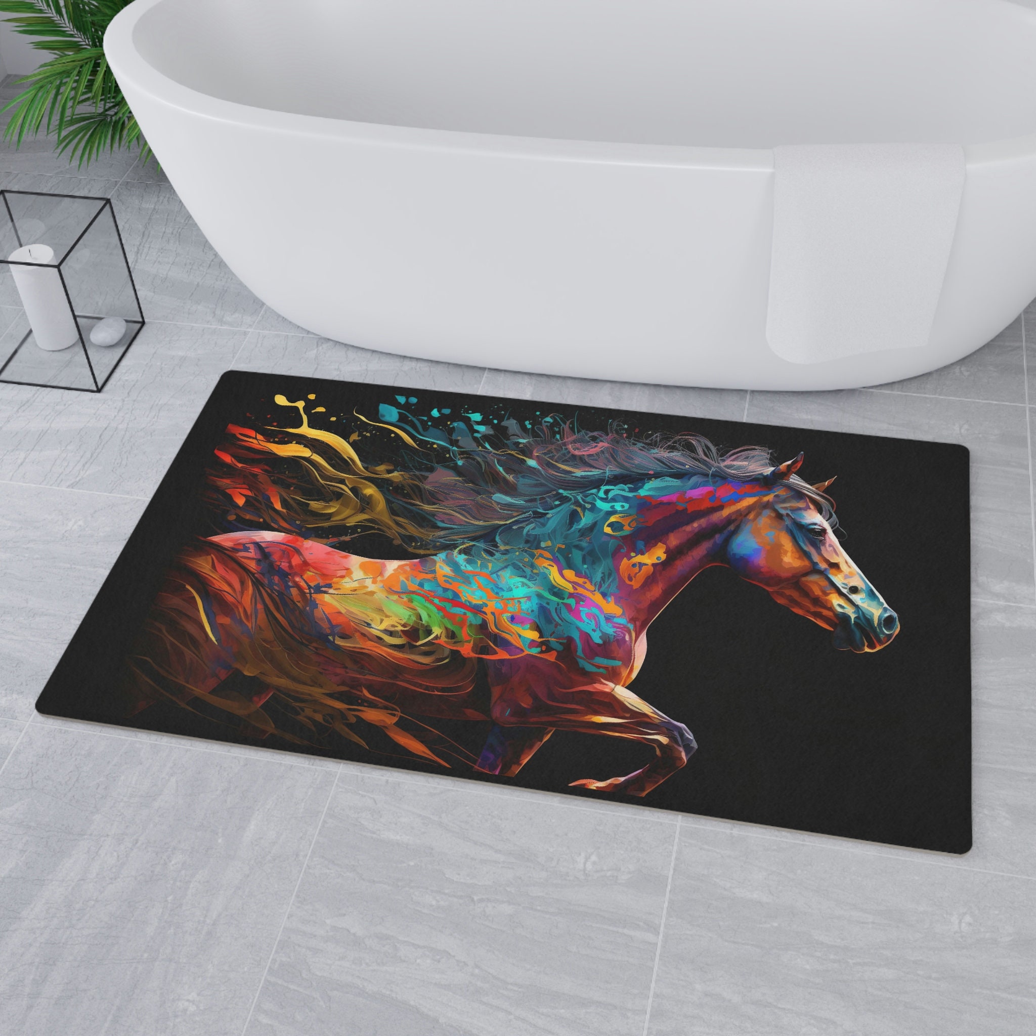 Horse Mat, Animal Floor Mat, Farmhouse Door Mat, Abstract Kitchen Mat ...