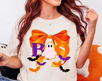 Boo PNG Spooky Coquette PNG Summerween Halloween png Preppy Halloween Ghost PNG Halloween Bow png Fall Png