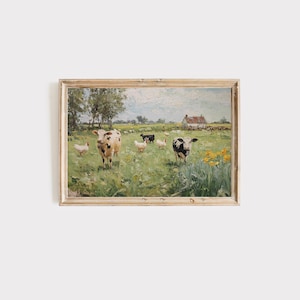 Farm Life Landscape Painting Digital Art Print Homestead Farm Animal Oil Painting Printable Wall Art Cow Digital Wall Art Chicken Art | 133