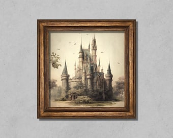 Princess Castle Fairytale Wall Art Print Digital Wall Art Girl‘s Room Wall Decor Girl’s Nursery Wall Art