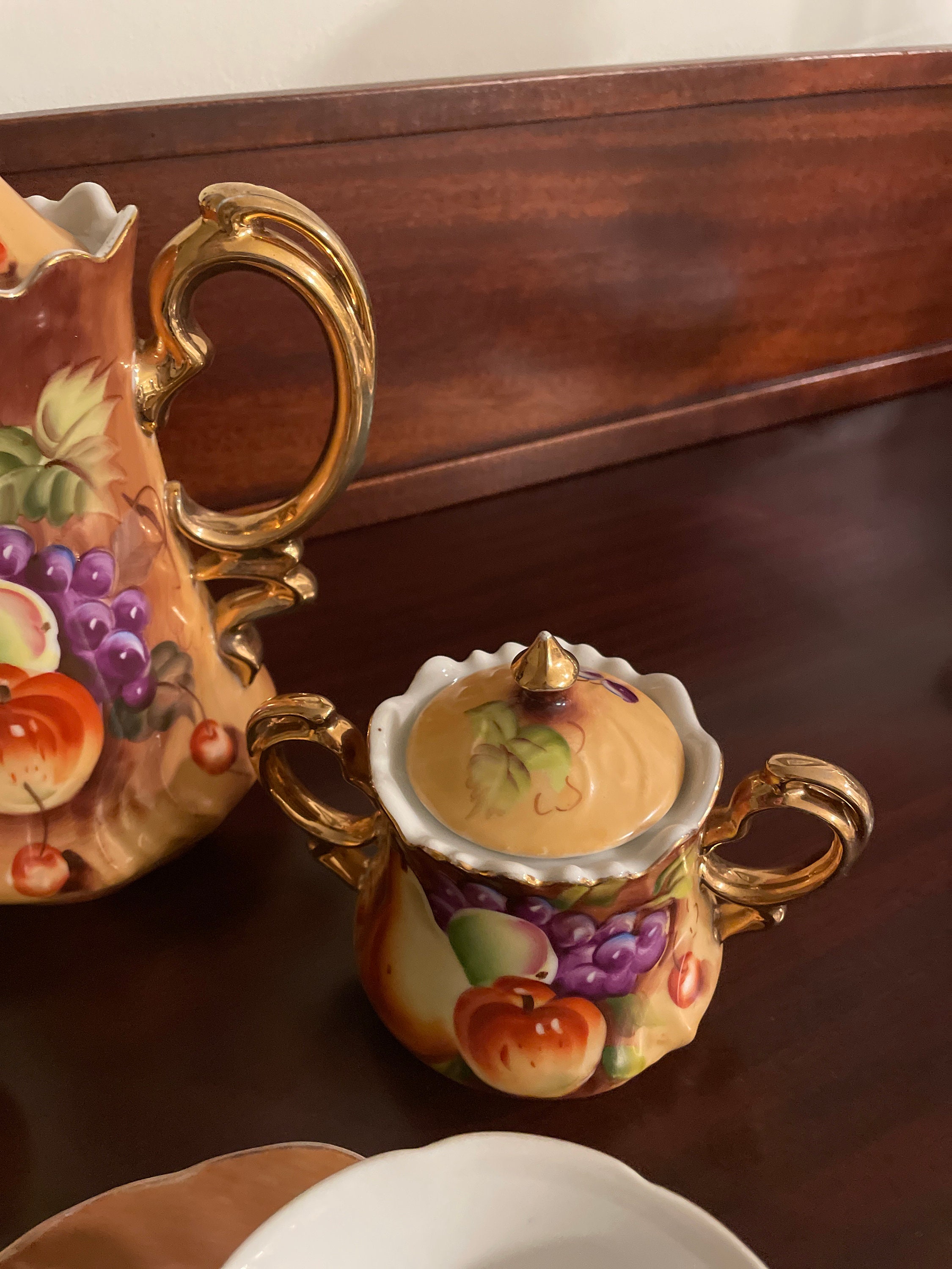 Lefton Hand Painted Tea Set Heritage Brown Fruit Pattern - Etsy