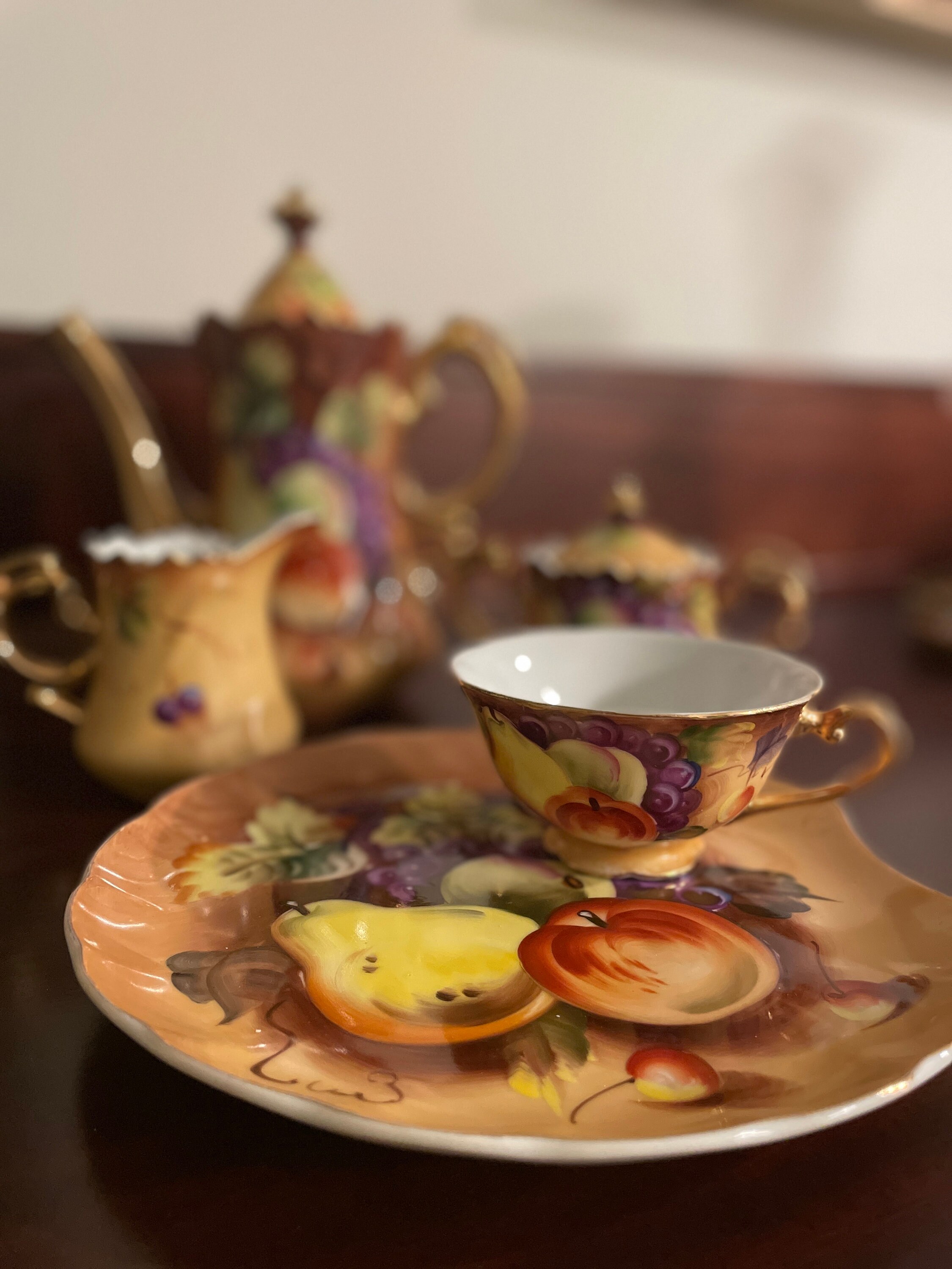 Lefton Hand Painted Tea Set Heritage Brown Fruit Pattern - Etsy