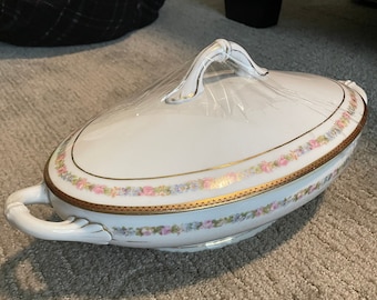 Carlsbad Porcelain China Austria Kaiserin Maria Theresia Covered Oval Vegetable Dish