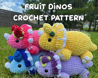 Crochet Triceratops Pattern- Fruit Dinos Digital Download PDF only