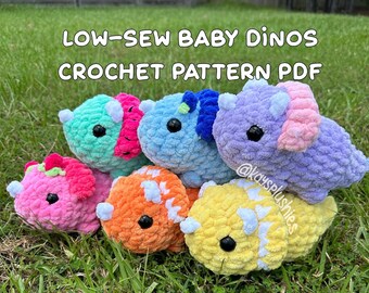 Low-Sew Triceratops Crochet Pattern- PDF digital download only