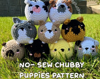 No-Sew Crochet Dog Pattern – Chubby Puppies, 9 Breeds (PDF Digital Download)