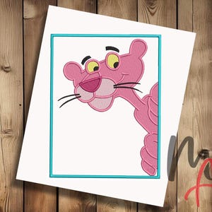 Pantera rosa - ricamo a macchina con disegno applicato