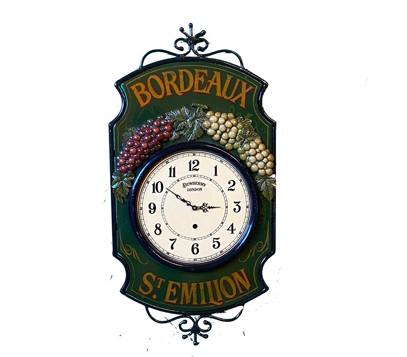 French Wine Wall Clock Bordeaux Imported Vintage Wall Art Wine Oclock
