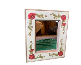 Shop Decor Boho Chic Poppy Flower Mirror: Whitewash Wood Frame Wall Decor