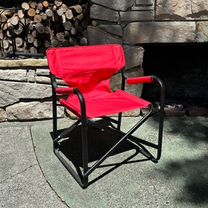 Premium Sophiste Black Magic Folding Deck Chair RED