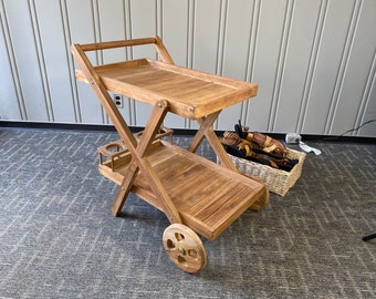 Teak Christmas Party Bar Cart Trolley