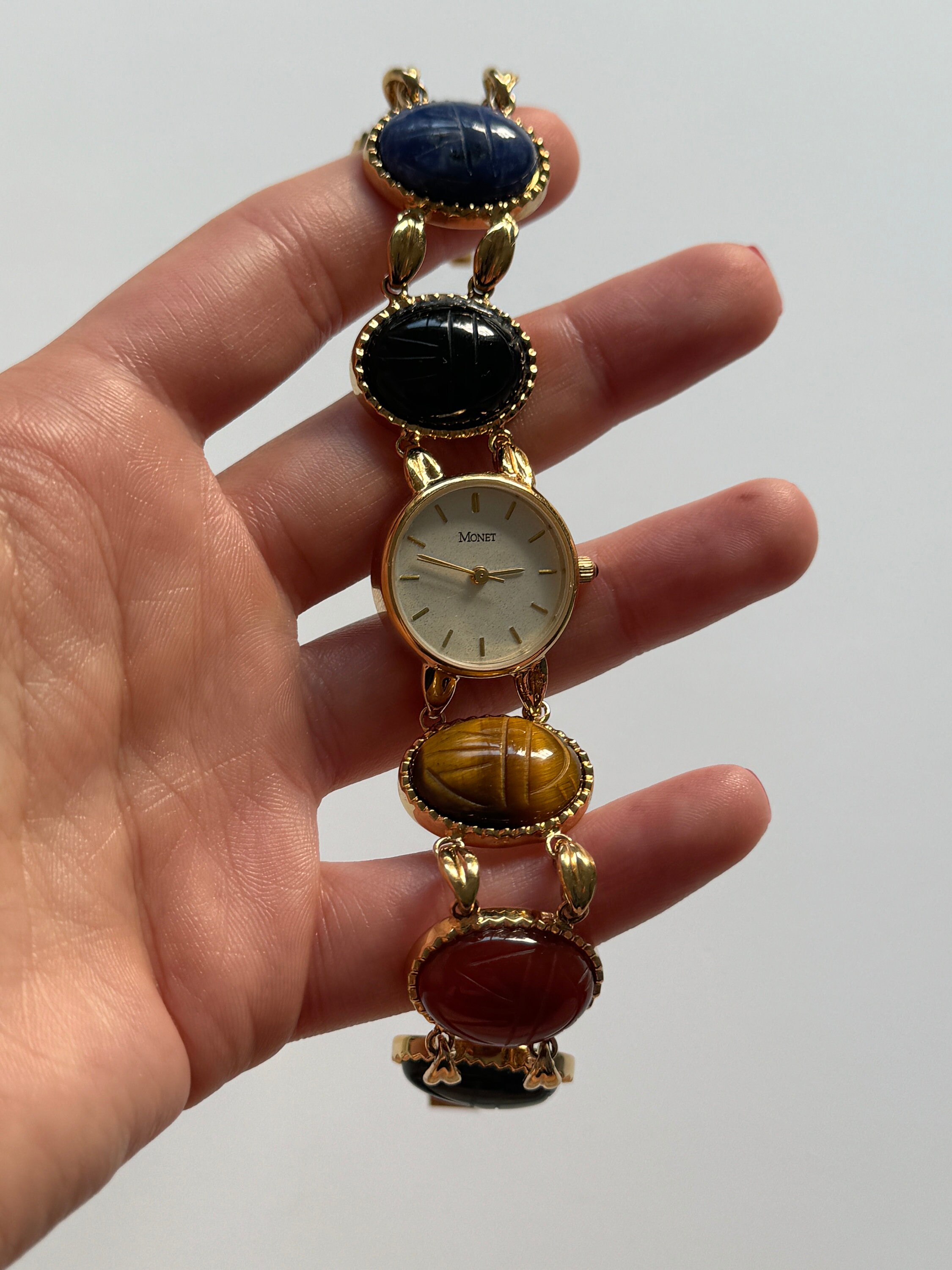 Vintage Monet Scarab Bracelet Quartz Wristwatch *NOT TICKING  display picture 1