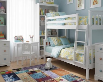 Alfombra estilo patchwork, estilo bohemio turco con bordes, de poliéster lavable.