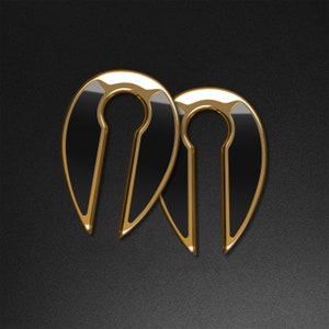 Stone Inlaid Keyhole & Gold PVD Ear Weight | Ear Weight Gauges For Stretched Ears | Mirror Polish | Ear Lobe Hangers ***No TARIFFS!