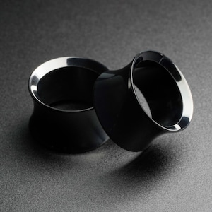Black PVD Saddle Fit Double Flare Tunnel | 316L Surgical Steel Ear Gauges For Stretched Ears | Ear Stretchers | Flesh Tunnels