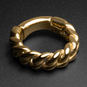 Cuban Link Hoop Gold PVD Magnetic Ear Weight | Ear Weight Gauges For Stretched Ears | Mirror Polish | Ear Lobe Hangers ***No TARIFFS!