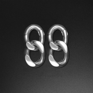 Double Cuban Link Surgical Steel Magnetic Ear Weight | Ear Weight Gauges For Stretched Ears | Mirror Polish | Ear Lobe Hangers