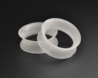 Tunnel double évasé en silicone transparent | Jauges d'oreille en silicone pour oreilles étirées | Étireurs d'oreilles | Tunnels de chair