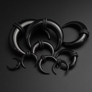 Septum Stretching Kit Black Acrylic Pincher Kit Septum & Ear Gauging Kit Black Ear Gauges Lobe Set 1.6mm 14g 10mm 00g Set image 1