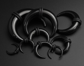 Septum Stretching Kit | Black Acrylic Pincher Kit | Septum & Ear Gauging Kit | Black Ear Gauges Lobe Set | 1.6mm (14g) - 10mm (00g) Set