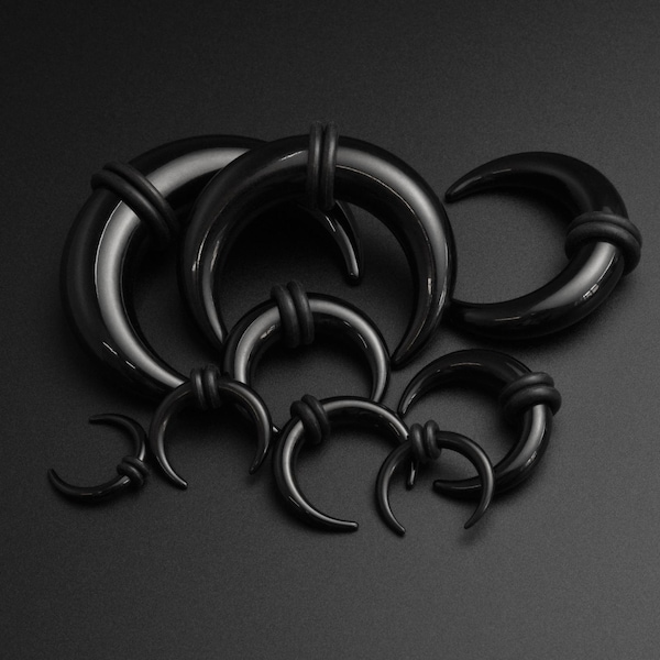 Septum Stretching Kit | Black Acrylic Pincher Kit | Septum & Ear Gauging Kit | Black Ear Gauges Lobe Set | 1.6mm (14g) - 10mm (00g) Set