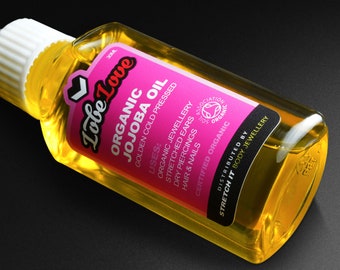 Organic Golden Jojoba Oil by SIBJ's LobeLove™ | 30ml Easy-use Bottle | A Must For Ear Stretching | Soil Assoc. Certified |