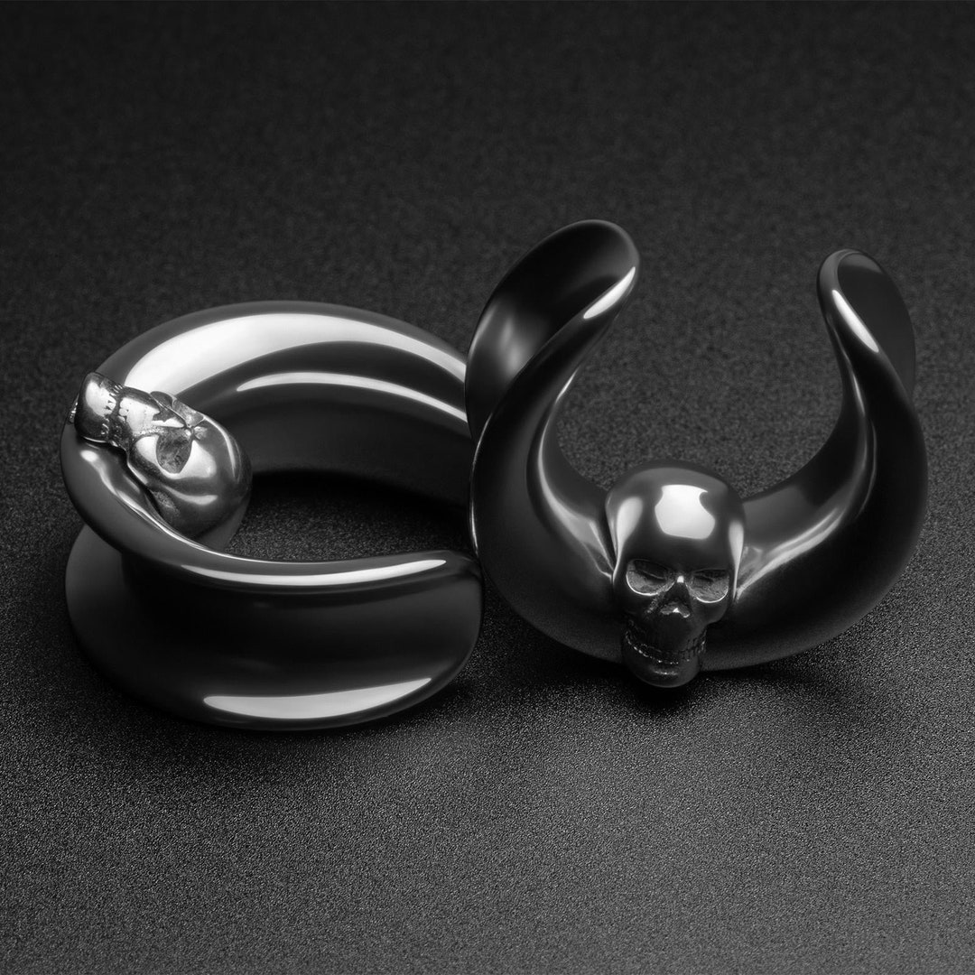 Skull Surgical Steel Saddle Plug Ear Weight Ear Weight Gauges For