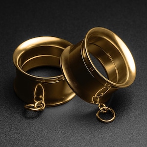 Design Ihrer eigenen Anhänger Gold PVD Innengewinde Double Flare Tunnels | Ohrmesser aus chirurgischem Stahl 316L für gestreckte Ohren |