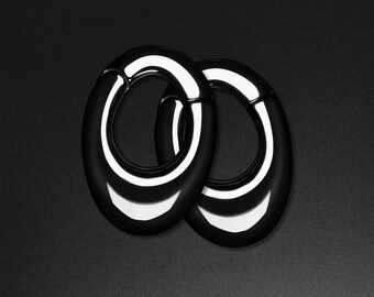 Oval Black PVD Magnetic Ear Weight | Ear Weight Gauges For Stretched Ears | Mirror Polish | Ear Lobe Hangers ***No TARIFFS!