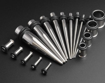 Ear Stretching Kit | Surgical Steel Taper & Single Flare Tunnel Kit | 316L Steel | 1.6mm (14g) - 10mm (00g) | Ear Gauges ***NO TARIFFS!
