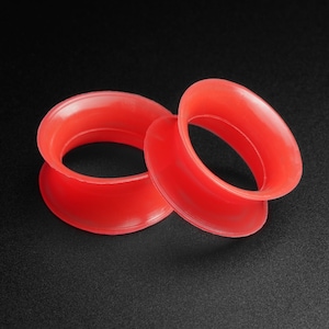 Roter Silikon Double Flare Tunnel | Silikon Ohr Gauge für gestreckte Ohren | Ohrdehner | Flesh Tunnel