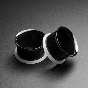 Black PVD Single Flare Tunnel | 316L Surgical Steel Ear Gauges For Stretched Ears | Ear Stretchers | Flesh Tunnels