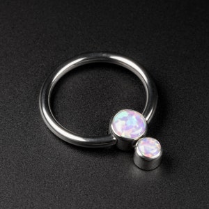 Double Flash Lavender Synth Opal Titanium BCR Ball Close Ring | Titanium BCR Ball Closure Ring | Body Jewelry Rings | ASTM F-136